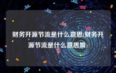 财务开源节流是什么意思(财务开源节流是什么意思啊)