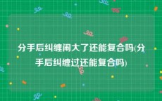分手后纠缠闹大了还能复合吗(分手后纠缠过还能复合吗)