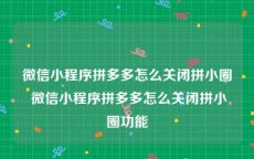 微信小程序拼多多怎么关闭拼小圈 微信小程序拼多多怎么关闭拼小圈功能