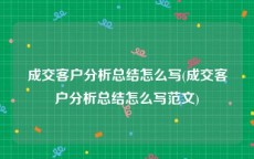 成交客户分析总结怎么写(成交客户分析总结怎么写范文)
