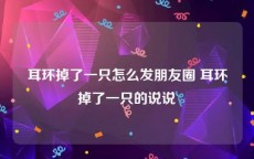 耳环掉了一只怎么发朋友圈 耳环掉了一只的说说