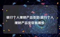 银行个人理财产品类型(银行个人理财产品类型有哪些)