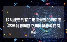 移动能看到客户用流量看的网页吗(移动能看到客户用流量看的网页吗)