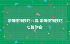 采购谈判技巧心得(采购谈判技巧心得体会)