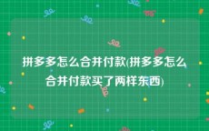 拼多多怎么合并付款(拼多多怎么合并付款买了两样东西)