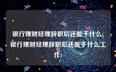 银行理财经理辞职后还能干什么(银行理财经理辞职后还能干什么工作)
