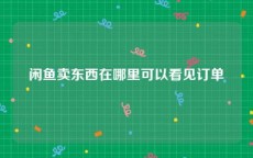 闲鱼卖东西在哪里可以看见订单