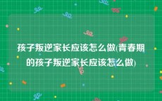 孩子叛逆家长应该怎么做(青春期的孩子叛逆家长应该怎么做)