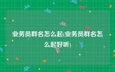 业务员群名怎么起(业务员群名怎么起好听)