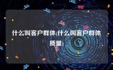 什么叫客户群体(什么叫客户群体质量)