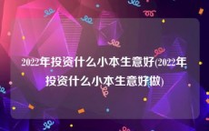 2022年投资什么小本生意好(2022年投资什么小本生意好做)