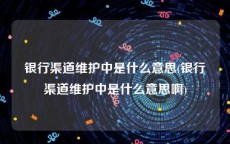 银行渠道维护中是什么意思(银行渠道维护中是什么意思啊)