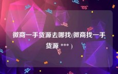 微商一手货源去哪找(微商找一手货源 *** )