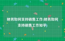 财务如何支持销售工作(财务如何支持销售工作知乎)