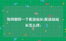 如何做好一个配送站长(配送站站长怎么样)