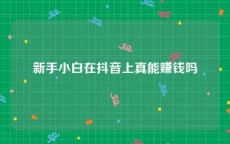 新手小白在抖音上真能赚钱吗