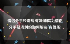 情侣分手经济纠纷如何解决(情侣分手经济纠纷如何解决 有借条)