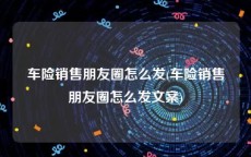 车险销售朋友圈怎么发(车险销售朋友圈怎么发文案)