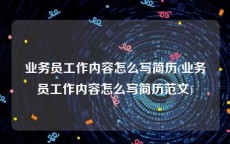 业务员工作内容怎么写简历(业务员工作内容怎么写简历范文)