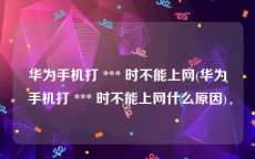 华为手机打 *** 时不能上网(华为手机打 *** 时不能上网什么原因)