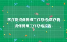 医疗物资保障组工作总结(医疗物资保障组工作总结报告)