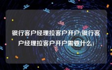 银行客户经理拉客户开户(银行客户经理拉客户开户需要什么)