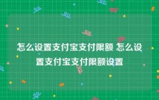 怎么设置支付宝支付限额 怎么设置支付宝支付限额设置