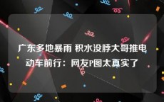 广东多地暴雨 积水没脖大哥推电动车前行：网友P图太真实了