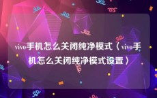 vivo手机怎么关闭纯净模式〈vivo手机怎么关闭纯净模式设置〉