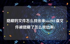 隐藏的文件怎么找出来win10(U盘文件被隐藏了怎么找出来)