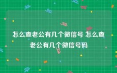 怎么查老公有几个微信号 怎么查老公有几个微信号码