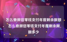 怎么查微信零钱支付年度剩余限额 怎么查微信零钱支付年度剩余限额多少