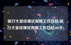 银行大堂经理试用期工作总结(银行大堂经理试用期工作总结400字)