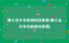 博士当大学老师的安家费(博士去大学当老师安家费)