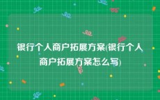 银行个人商户拓展方案(银行个人商户拓展方案怎么写)