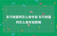 东方财富网怎么查年报 东方财富网怎么查年报数据