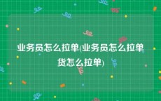 业务员怎么拉单(业务员怎么拉单货怎么拉单)