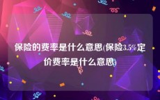 保险的费率是什么意思(保险3.5%定价费率是什么意思)