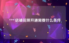  *** 店铺花呗开通需要什么条件
