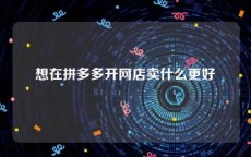 想在拼多多开网店卖什么更好