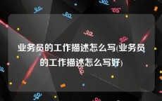 业务员的工作描述怎么写(业务员的工作描述怎么写好)