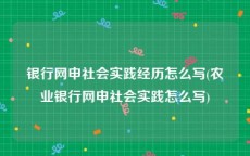 银行网申社会实践经历怎么写(农业银行网申社会实践怎么写)