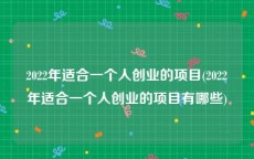 2022年适合一个人创业的项目(2022年适合一个人创业的项目有哪些)