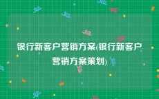 银行新客户营销方案(银行新客户营销方案策划)