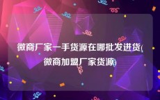 微商厂家一手货源在哪批发进货(微商加盟厂家货源)