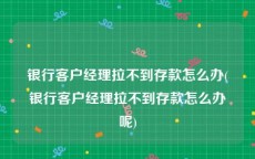银行客户经理拉不到存款怎么办(银行客户经理拉不到存款怎么办呢)