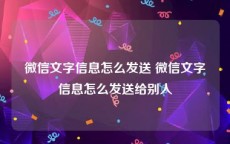 微信文字信息怎么发送 微信文字信息怎么发送给别人