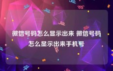 微信号码怎么显示出来 微信号码怎么显示出来手机号