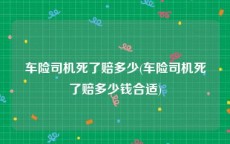 车险司机死了赔多少(车险司机死了赔多少钱合适)