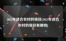 2022年适合农村的项目(2022年适合农村的项目有哪些)